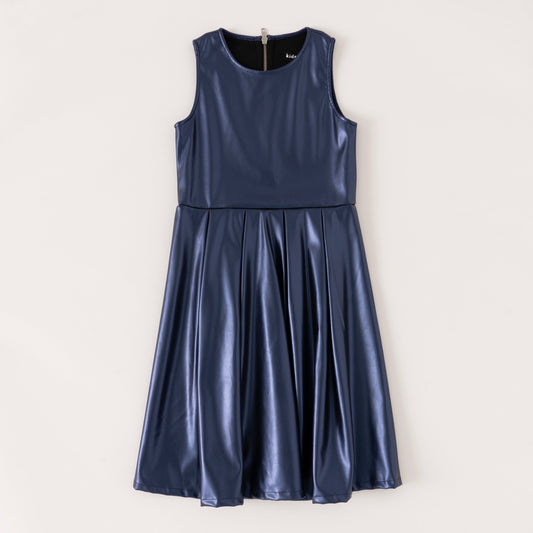 Pearlized Pleather Pleated Dress